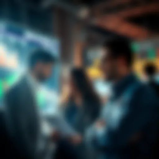 People engaging in a discussion about market events and trading strategies
