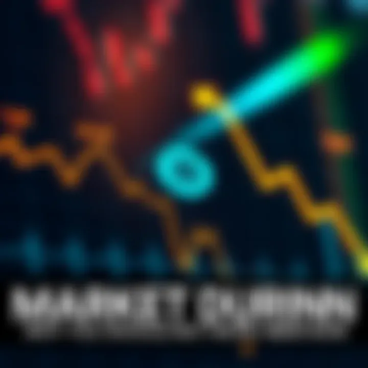 Graph showing a downward trend in the market with HBAR logo and arrows indicating investment opportunity