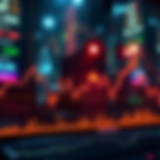 A graph showing a sharp decline in asset prices, with symbols representing liquidation of long and short positions, highlighting market movements.