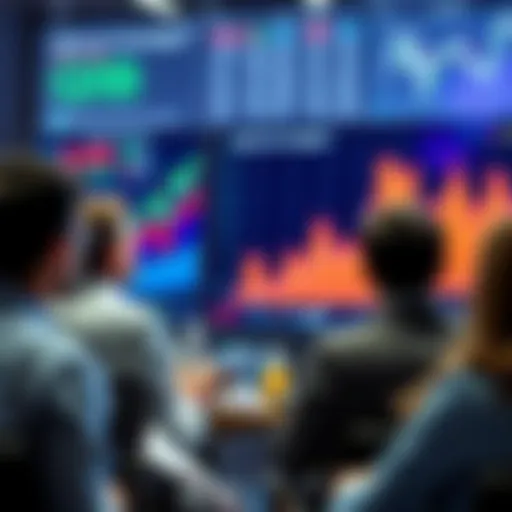 People debating the impact of rate cuts on the market with charts and graphs in the background