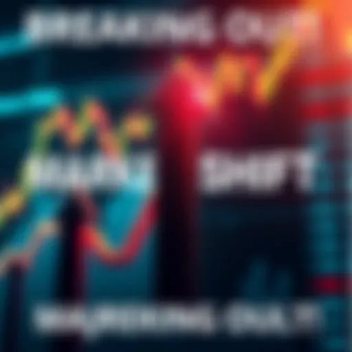 Market Shift Concept A graphic showing upward and downward arrows representing market changes with a stock chart in the background.