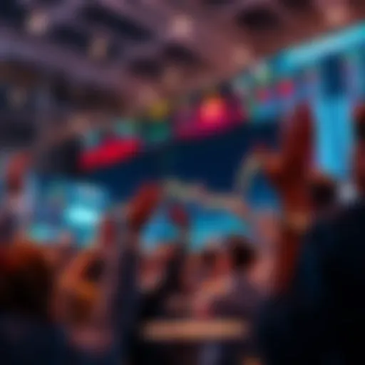 Investors cheer as stock market rises significantly, showcasing a positive trend on a digital screen.