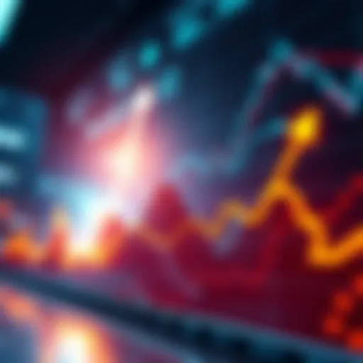 Graph showing a sharp rise indicating a potential market surge with upward arrows