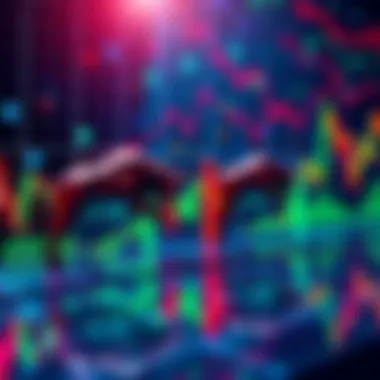 Graph showing fluctuating market trends with bull and bear symbols