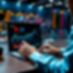 A person analyzing market trends on a laptop with graphs and charts displayed, considering buying options.