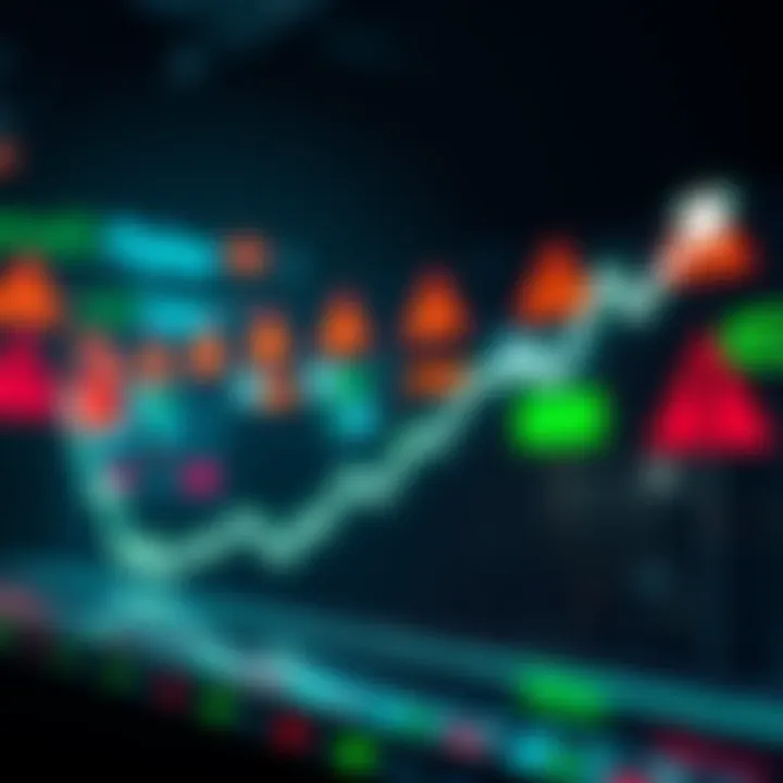 A graph showing a rising trend line with warning signs in the background, symbolizing financial tension and uncertainty.