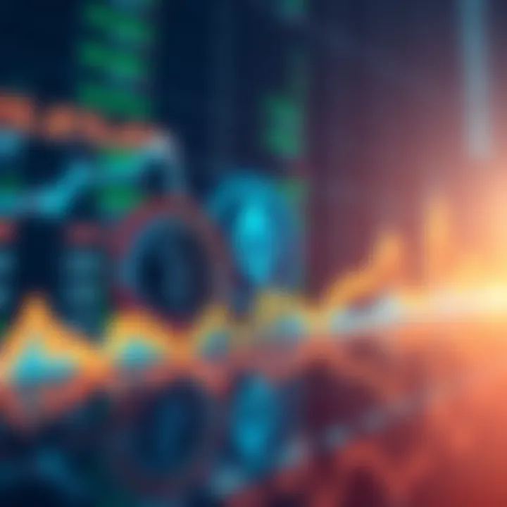 Illustration showing a digital graph with Bitcoin, Ethereum, and Solana symbols reflecting current market trends