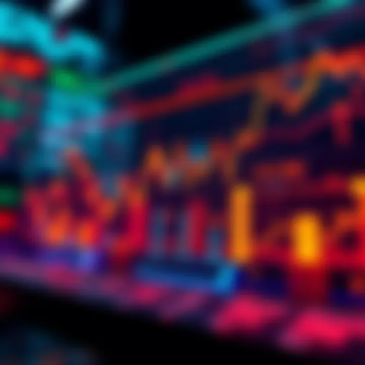 Market Analysis for Investors Graphic representation of fluctuating market trends with investment symbols