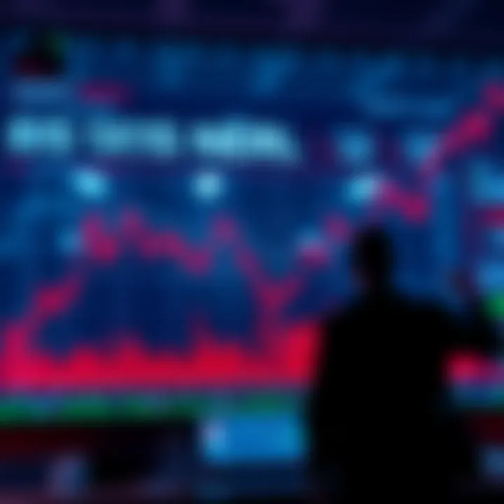 Stock market chart showing significant drop with red indicators and worried investors