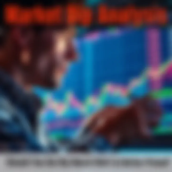 Market Dip Analysis A person looking at stock market charts with a concerned expression, weighing the decision to buy or wait.