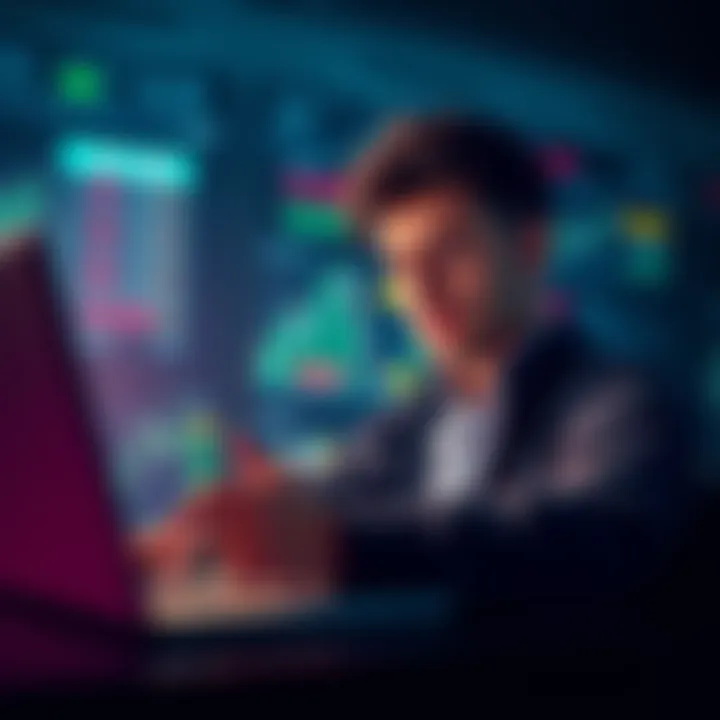 Person checking stock market trends on a laptop with a worried expression, symbolizing financial uncertainty and timing the market