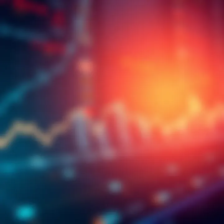 A line graph showing a downward trend in market prices, indicating a decline.