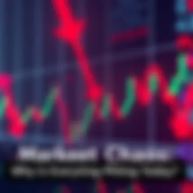 Market Downturn Stock market graph showing a sharp decline with red arrows pointing down