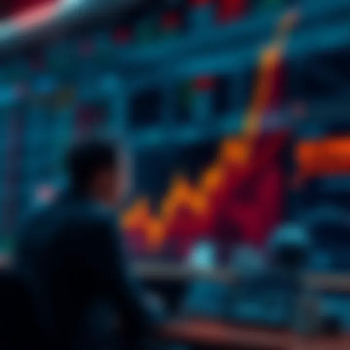 A graph showing a downward trend in the stock market with disappointed investors observing