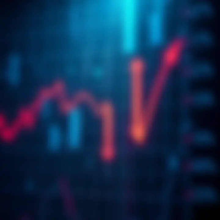 A graph showing a steep decline in market values with arrows indicating downward trends.