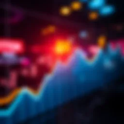 A graph showing fluctuating market values with a focus on the $100 peg line and arrows indicating ups and downs, symbolizing community concerns and investor confidence.