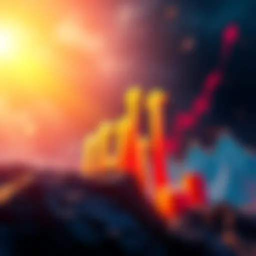 A visual representation of a rising market trend with arrows pointing upwards and excitement in the air, symbolizing growth opportunities.