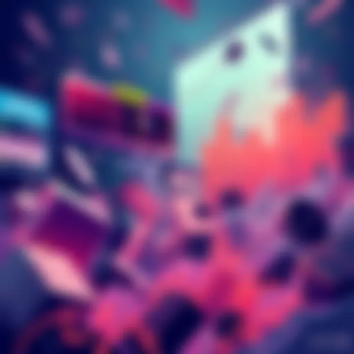 An artistic depiction of financial chaos featuring falling stocks and turbulent market trends, symbolizing the investment community's panic over XRP amid economic uncertainty.