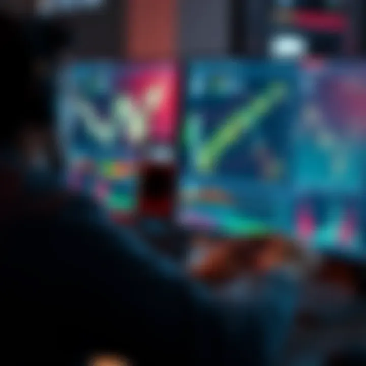 Person analyzing market data with charts and graphs on a computer screen, focusing on trading strategies