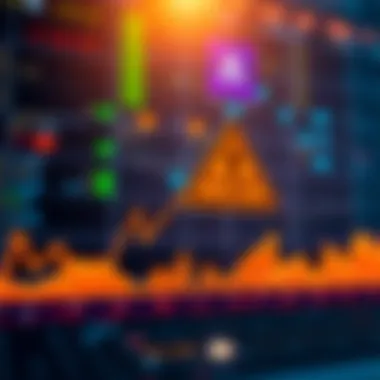 A graph showing a downward trend with a warning sign indicating potential price drop to 60K, reflecting financial market concerns.