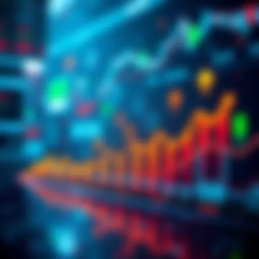 A graph showing market trends rising back to the 60 benchmark with financial symbols