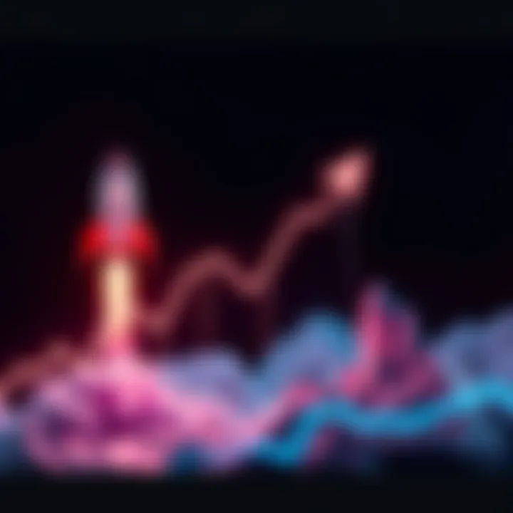 A graphic showing an upward trend line with a rocket symbolizing market growth and recovery.