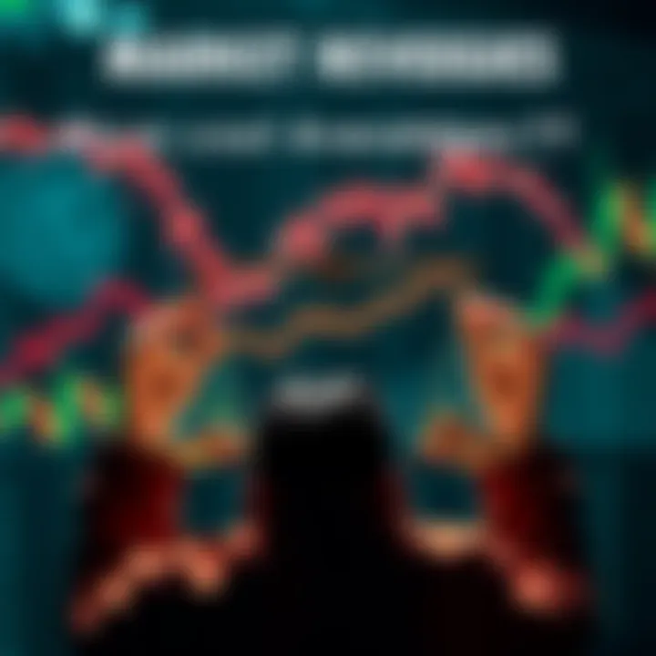 Market Reversal Strategies Graphic showing a person weighing options between investing strategies like dip buying and dollar-cost averaging with market trends in the background.