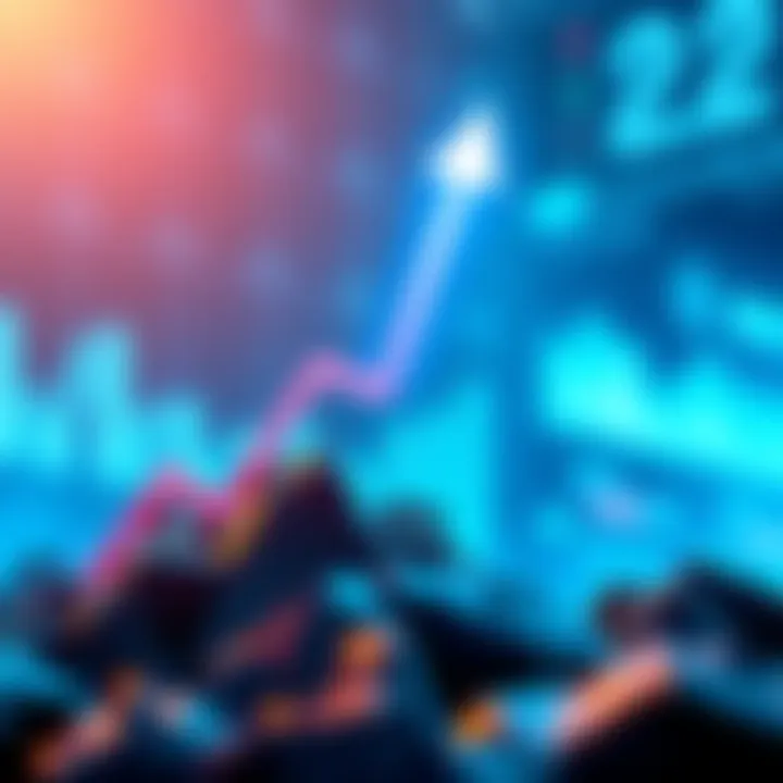 A graphic showing a rising market trend with an arrow pointing upwards, symbolizing growth and investor excitement.