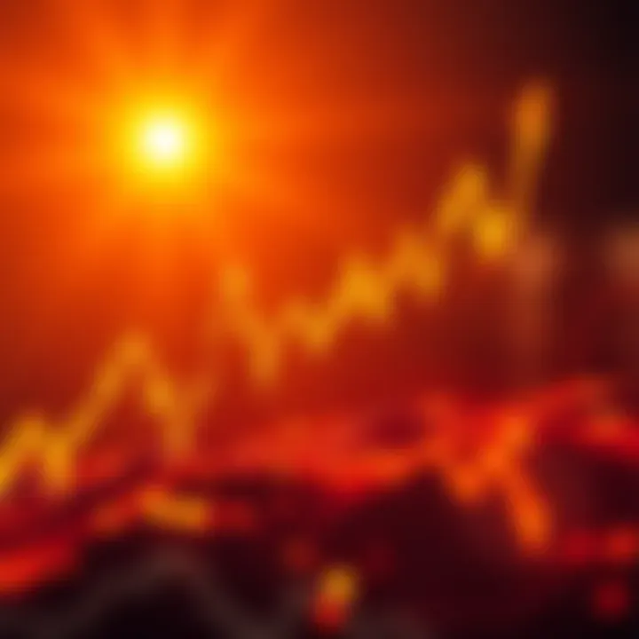 A graph showing a rising trend line indicating a market surge to an all-time high.