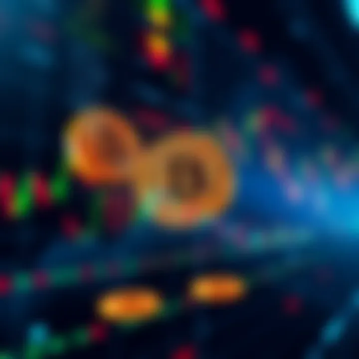 A visual representation of stock market fluctuations alongside Bitcoin symbols, illustrating the impact of Trump's tariffs on cryptocurrency trust.