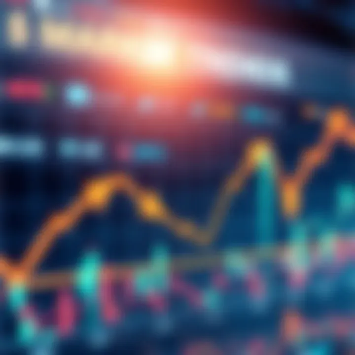 Market Trends A graph showing market fluctuations with arrows indicating buying low and selling high.