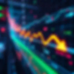 A graphic showing stock market trends with fluctuating lines and arrows indicating uncertainty