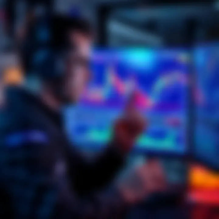 A trader analyzing stock market trends with charts and graphs on a computer screen, contemplating a potential bull run or trap.