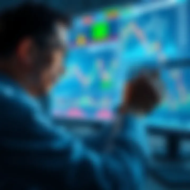 A financial analyst reviewing charts and graphs that illustrate market fluctuations and trends, with a focus on historical patterns and strategies, particularly Cowen's advice.