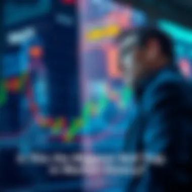 A chart showing fluctuating market trends with a worried investor looking on