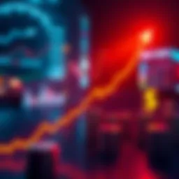 Market Trends A graph showing price fluctuations with an upward trend line and investment symbols.