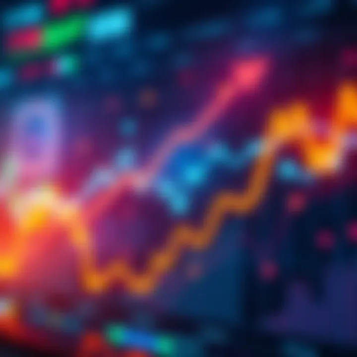 Graph showing upward market trends with arrows and positive growth indicators