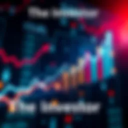 Graph showing market trends with upward arrows and financial icons