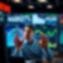 A worried investor looking at stock market charts on a computer screen, showing significant price drops.