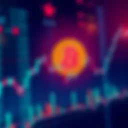 A graph showing a downward trend in stock prices alongside a Bitcoin symbol, representing financial losses and market panic.