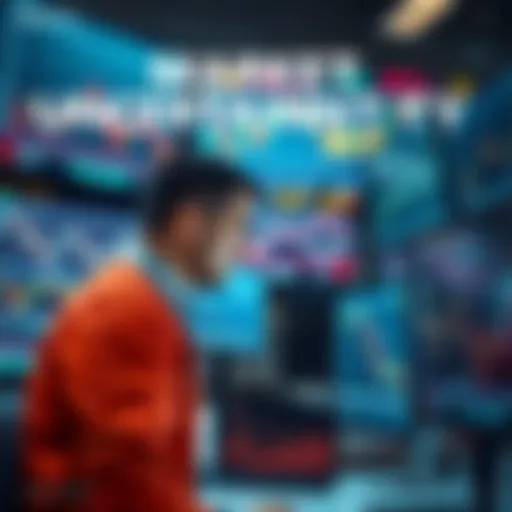 A trader looking at fluctuating stock graphs on multiple screens, symbolizing confusion in the trading community.