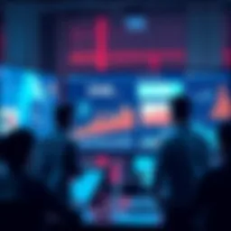 Marketing Strategy Changes Group of marketers discussing changes in advertising strategies with charts and data on a screen