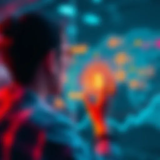 A person looking at a digital interface showing data transactions and token rewards on the Cardano blockchain