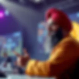 Masood Boomgaard, also known as Self-Help Singh, passionately discussing Bitcoin at a conference, with a Bitcoin symbol in the background.
