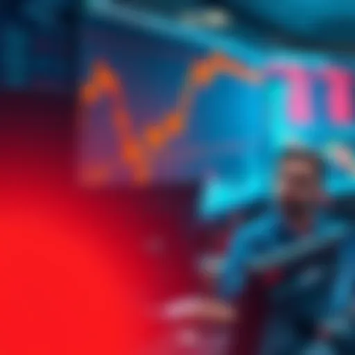 A graphic showing a downward trend in trading charts with worried traders looking at their screens, indicating a massive financial loss.