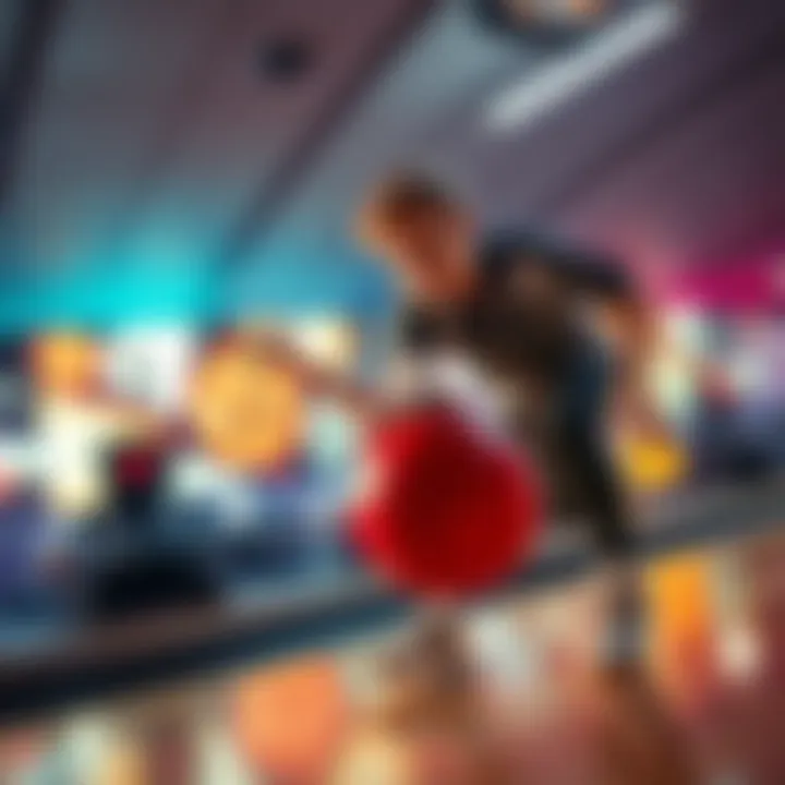 A player executing a perfect bowling shot with precision and focus