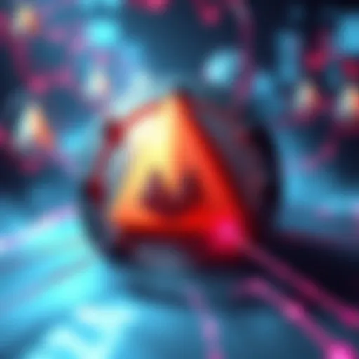 Illustration showing a network of masternodes around a Monero logo, symbolizing enhanced security and decentralization.