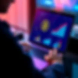 A person analyzing their Pi cryptocurrency investment options on a laptop, with graphs and charts visible on the screen, representing potential gains from locking up Pi.