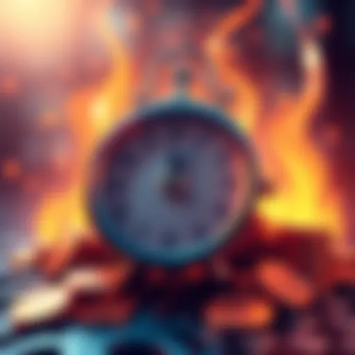 Illustration of a timer and tokens representing the MaxxPainn token distribution protocol on Solana, emphasizing patience and commitment.