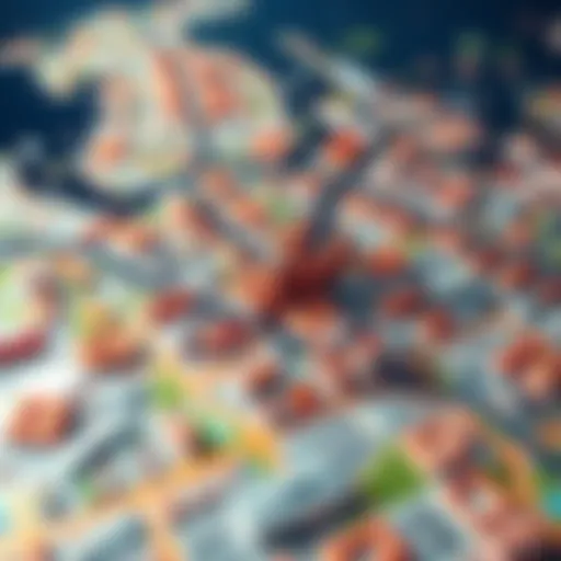 A colorful map showing over 150 plots marked for acquisition in a city, with excitement and strategy highlighted around the mayorship takeover effort.